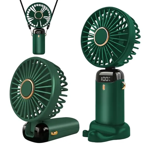 Jsdoin Handventilator Tragbarer Mini Ventilator - Wiederaufladbar in Grün - Stand- & Tischventilatoren, kompakt und leicht, ideal für unterwegs mit 5 Geschwindigkeitsstufen für individuellen Komfort.