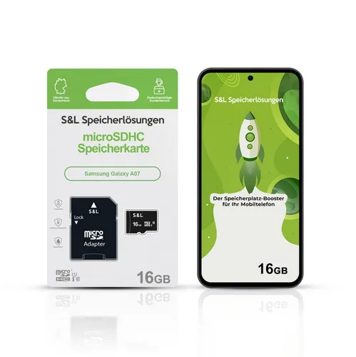 Tec-Expert microSD Karte S&L für Samsung Galaxy A07 Speicherkarte (16 GB, Class 10, microSDHC)