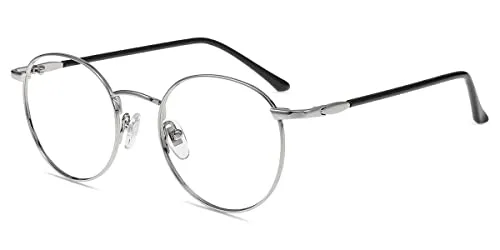 Firmoo Lesebrille mit Sehstärke 1.0x Lesehilfe mit Blaulichtfilter Sehhilfe Lesebrille für Damen Herren Augenoptik Brille （Silber