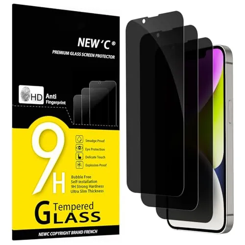 NEW'C 3 Stück, Sichtschutz für iPhone 16e, iPhone 14, iPhone 13, iPhone 13 Pro für Panzerglas (6,1 Zoll) für Panzerglas, Verbesserter 28-Grad-schutzwinkel, Ultra-Haltbare 9H Härte, Blasenfrei