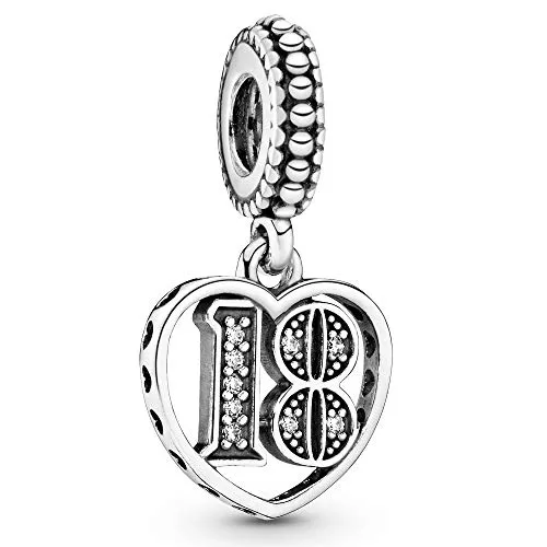 PANDORA Damen-Bead Charm 18 Years of Love - Bead Charm aus 925 Sterlingsilber mit funkelnden Cubic Zirkonia, ideal als Geschenk zum 18. Geburtstag und ein Zeichen für Liebe und Freundschaft.