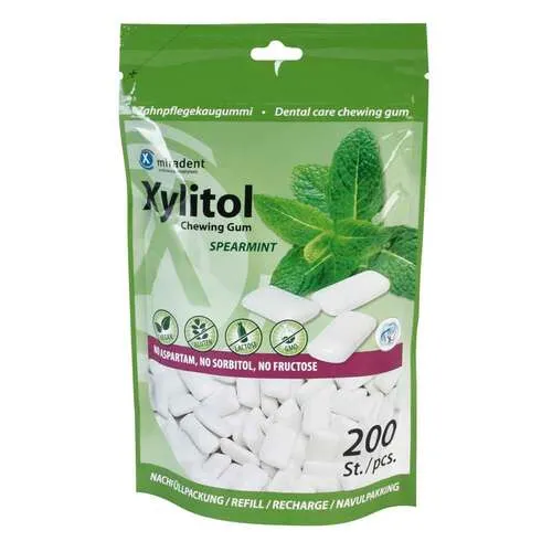 MIRADENT Xylitol Zahnpflegekaugummi Spearmint 200 g