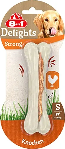 8in1 Delights Strong Knochen S - extra starker Kauknochen für kräftig kauende kleine Hunde, 1 Stück