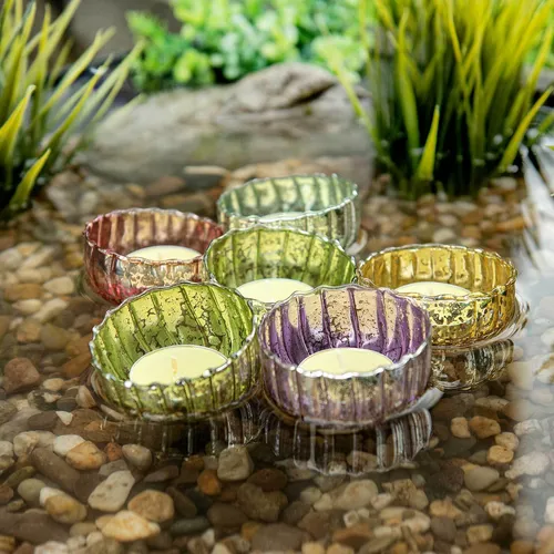 Schwimmschale 6 x Teelichtschalen Schwimmglas Miniteich Teelicht Teichdeko
