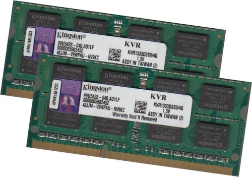 Kingston 8Gb 2x 4Gb Laptop Speicher 1333 Mhz KVR1333D3S9 SoDimm 204Pin Pc-10600