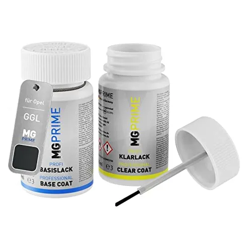 MG PRIME Autolack Lackstift Set für Opel GGL/KZA 632 Graphit Schwarz Metallic Basislack Klarlack je 50ml
