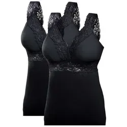 Toker Collection Damen Unterhemd BH Hemd ohne Bügel 2er Pack - Bequeme BH Hemden ohne Bügel aus reiner Baumwolle, ideal für Cup B/C. Mit weicher, elastischer Spitze und breiten Trägern für einen angenehmen Sitz.