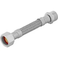 Flex-Verbindungsschlauch 14,9 mm (G 3/8) x 16,7 mm (R 3/8) x 100 mm - Zuverlässiger Flex-Verbindungsschlauch für Trinkwasserinstallationen, knickfest und flexibel, aus langlebigem Edelstahl mit glänzender Oberfläche.