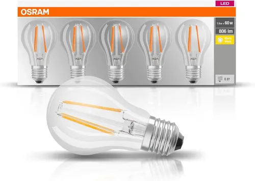 OSRAM HOMELIGHTING 4058075090569 LED EEK E (A - G) E27 Glühlampenform 6.5 W = 60 W Warmweiß (Ø x L) 60 mm x 105 mm Filament 5 St.