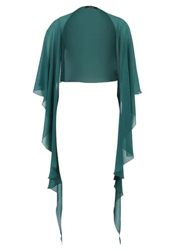 Vera Mont Damen Chiffonstola mit Volant Dark Emerald,S
