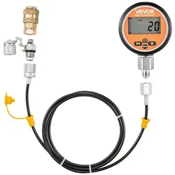 VEVOR Digitales Hydraulik Messkoffer mit Manometer und Kupplungsschlauch - Präzises Messwerkzeug für hydraulische Anwendungen. Schlauchlänge von 1,6 m und vielseitige Manometereinheiten bieten Flexibilität und Komfort.