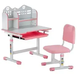 VEVOR Höhenverstellbarer Kinderschreibtisch mit Bücherregal in Rosa - Kinderzimmertisch & -stuhlset, ergonomisches Design für gesundes Wachstum, höhenverstellbar für individuellen Komfort und effizientes Speichermanagement.