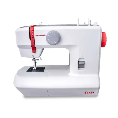 Veritas Janis - Elektrische Nähmaschine mit 9 Stichmustern, 4-Stufen-Knopflochautomatik und praktischen Funktionen wie Fadenabschneider und Nählicht