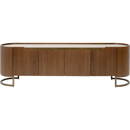 Kare Design Lowboard Giorgio aus Holz und Stahl - Modernes Lowboard mit Walnuss-Finish und lackiertem Edelstahlgestell. Ideal für Ihr Wohnzimmer, bietet Stauraum und stilvolle Akzente.