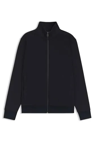 BOSS Herren H-Shepherd Piqué-Sweatshirt Dunkelblau mit Reißverschluss - Stylisches Regular Fit Sweatshirt aus hochwertiger Stretch-Baumwolle, ideal für den Alltag. Mit praktischem Reißverschluss und langen Ärmeln für optimalen Tragekomfort.