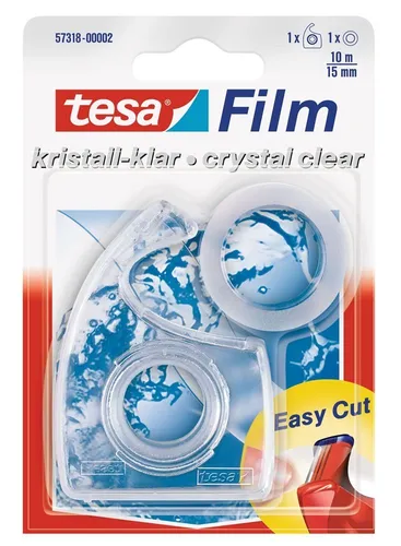 Tesa 57318-00002-02 Tesafilm - 1 Rolle, nahezu unsichtbar und stark klebend für alle Untergründe