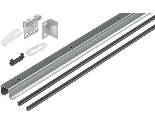 Hettich SlideLine 2 Komplettset für 2 Türen - Schiebetürsystem für Holzschranktüren, belastbar bis 25 kg pro Tür. Höhenverstellbar und ideal für individuelle Montage.