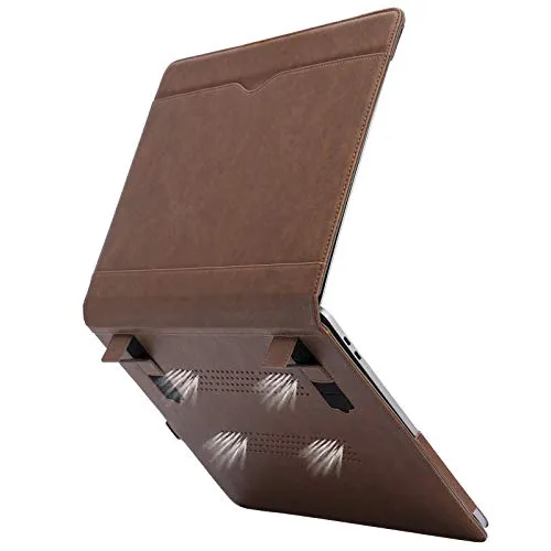 TYTX Hülle kompatibel mit MacBook Pro 16 Zoll 2025 2024 2023-2021 M4 M3 M2 M1 A3403 A3186 A2991 A2780 A2485 Pro Max Retina Touch ID, Leder Case mit Lüftungsschlitzen und Standfunktion, Dunkelbraun