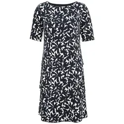 Sommerkleid BETTY BARCLAY Stufenkleid kurzarm - Damen Kleid in Dunkelblau/Weiß, feminin und bequem mit floralem Druck. Ideal für warme Tage und besondere Anlässe, gefertigt aus pflegeleichtem Stretch-Material.