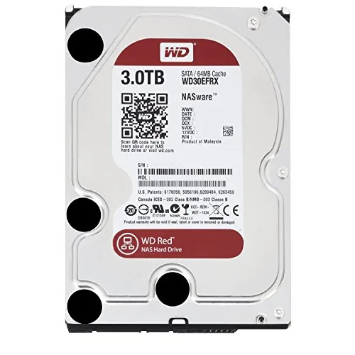 Western Digital 3TB WD30EFRX NAS HDD - Interne Festplatte mit 3TB Speicherkapazität, ideal für NAS-Systeme, bietet zuverlässige Leistung mit 5400 RPM und NASware 3.0 Technologie.