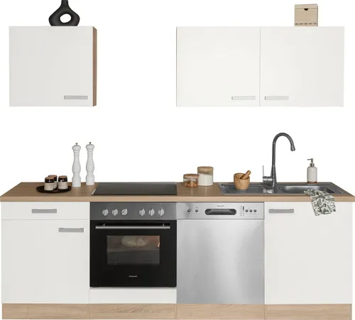 OPTIFIT Küchenzeile 240 cm mit Hanseatic E-Geräten - Küchenzeile mit integrierten Hanseatic E-Geräten, inklusive Geschirrspüler. Perfekt für moderne Küchen, vielseitig montierbar und optimal für jeden Raum.