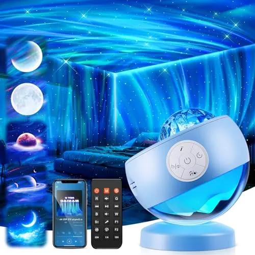 One Fire Sternenhimmel Projektor mit 300 Lichtmodi - Vielseitiger Projektor für entspannende Atmosphäre: 300 Lichtmodi und 15 sanfte Klänge schaffen Ruhe und Gemütlichkeit im Raum. Ideal als Geschenk für Frauen und Männer zu jedem Anlass.