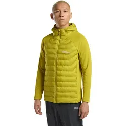 Hybridjacke JACK WOLFSKIN "ROUTEBURN PRO HYBRID M", Herren, Gr. XL (54/56), grün (chartreuse), Obermaterial: 100% POLYESTER; Kontrast:93% POLYESTER, 7% Elastan; Futter:100% POLYESTER; Füllung:100% POLYESTER, Jacken