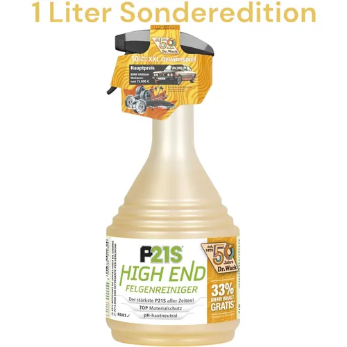DR. O.K.WACK P21S HIGH END Felgenreiniger [1000 ml] - Hochleistungs-Felgenreiniger mit spezieller Gel-Formel für effektive Reinigung. Ideal für alle Materialien, mit kurzer Einwirkzeit und biologisch abbaubar. Perfekt für strahlende Felgen ohne Kompromisse.