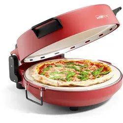 Clatronic Pizzaofen 350 C - Elektrischer Pizzaofen für Steinofen-Pizza, in unter 5 Minuten perfekt knusprig mit 32 cm Pizzastein und umfangreichem Zubehör