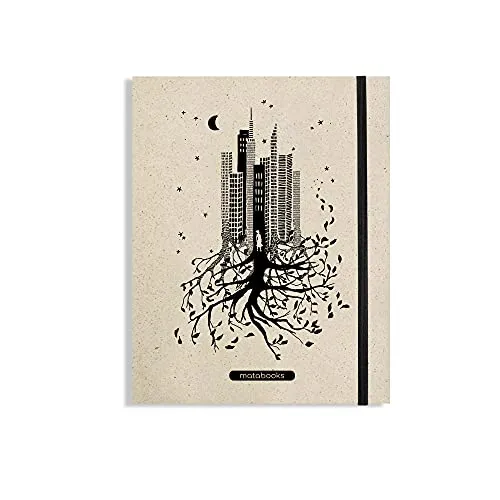 Matabooks, nachhaltige und vegane Notizbücher A5 aus Graspapier, Swiss Brochure, 144 blanko Seiten, Natur, Handmade, Made in Germany (Luna)