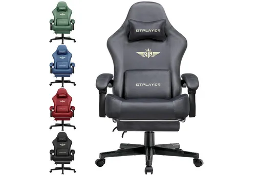 GTPLAYER Gaming-Stuhl - Ergonomischer Bürostuhl mit verstellbarer Rückenlehne - Stühle, atmungsaktiver Stoff, 160° verstellbare Rückenlehne und ausziehbare Fußstütze für maximalen Komfort beim Gaming oder Arbeiten.