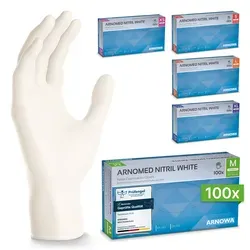 ARNOMED CLASSIC NITRIL WHITE Nitrilhandschuhe weiß puderfrei, VE 100 Stück M