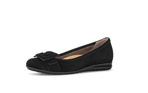 Gabor Damen Klassische Ballerinas - Elegante Flats in Schwarz (40 EU) - Stilvolle Ballerinas aus hochwertigem Rauleder mit bequemem Microfutter. Ideal für den Alltag und besondere Anlässe, bieten sie perfekten Tragekomfort durch ihre moderate Mehrweite.