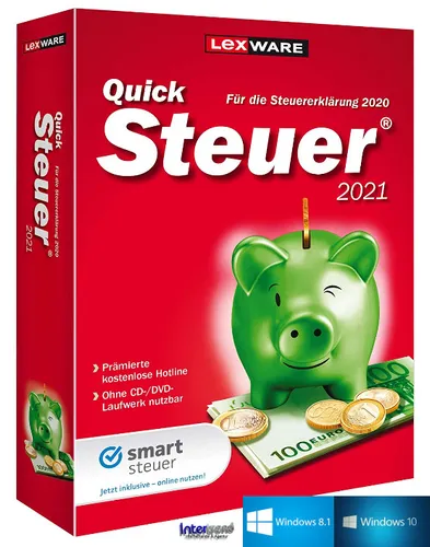 Lexware QuickSteuer 2021 (Steuerjahr 2020) + Handbuch + SmartSteuer Download NEU