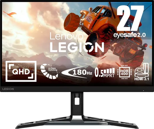 Lenovo Legion R27qe 27" QHD Gaming Monitor - 2560x1440, 180Hz, 0,5ms Reaktionszeit, ideal für flüssiges Gaming ohne Bewegungsunschärfe