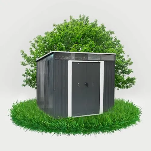 Grindi - Gerätehaus Metall Ribes I - Gartenhütte - Gartenhaus - Geräteschuppen 193x238x202 cm Schiebetür - Garten Schrank - Fahrradgarage - Shelter - Gartengerätehaus - Tiny House