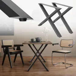 ECD Germany Tischbein 2x X-Design, pulverbeschichtete Stahl Tischbeine - Tischbeine im modernen Industriedesign, robust und pflegeleicht – ideal für DIY-Projekte und vielseitige Anwendungen im Innen- und Außenbereich.