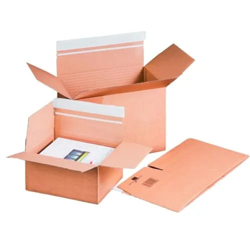 20x DHL Kleinpaket Karton mit Automatikboden - 160x130x70mm - Blitzboden für einfaches Verpacken und Versenden von Waren - Stabiler Versandkarton mit Selbstklebeverschluss und Aufreißfaden