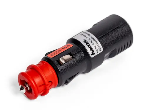 Hama Universal-Stecker für Zigarettenanzünder-Buchse 6V 12V 24V 16A - Robuster Universal-Stecker für Zigarettenanzünder, passend für 6-24 V. Ideal für den mobilen Einsatz und sichere Stromversorgung von Geräten bis 16 A.