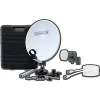 Schwaiger SAT-Anlage Single-LNB im Koffer - SAT-Antennen für mobilen Einsatz, empfangen Sie unverschlüsselte TV- und Radioprogramme bequem überall, inklusive praktischen Transportkoffer und Montagezubehör.