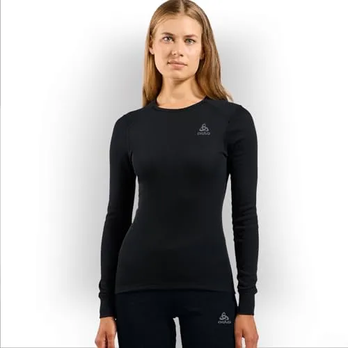 Odlo Langarmshirt Active Warm Eco - Nachhaltige Funktionsunterwäsche für Damen - Funktionsunterwäsche aus 100% recyceltem Polyester, warm und weich, ideal für alpine Abenteuer und umweltbewusste Sportlerinnen.