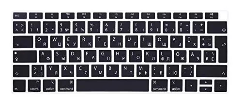 Keystickers Russisch/Deutsche Silikon Abdeckung für MacBook Air 13.3" A1932 (2018 Release) mit europäischer Enter-Taste | Russian/German Silicon Cover - SCHWARZ