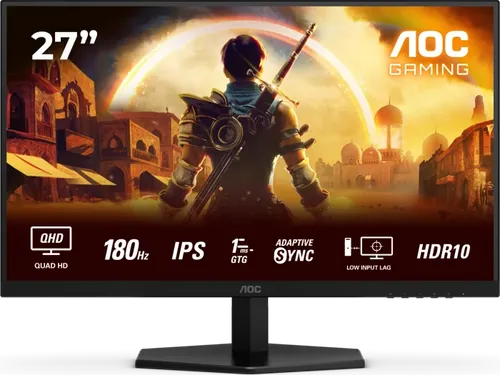 AOC Gaming Q27G42XE - 27 Zoll Quad HD Monitor mit 180 Hz - Gaming Monitor mit 180 Hz und 1ms Reaktionszeit für flüssiges Gameplay, FreeSync Premium und G-Sync kompatibel, ideal für Gamer.