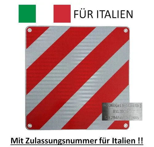 Warntafel ALU 50x50cm für Italien - Verkehrsschilder mit offizieller Typengenehmigung, ideal für den sicheren Straßenverkehr in Italien.