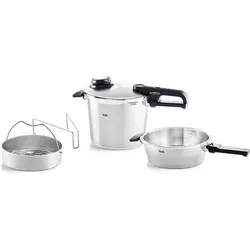 Fissler Schnellkochtopf Vitavit® premium 4-teilig - Kochtöpfe, hochwertiger Edelstahl 18/10, mit innovativem Druckablassventil und einstellbarem Abdampfen für gesundes und schnelles Kochen.