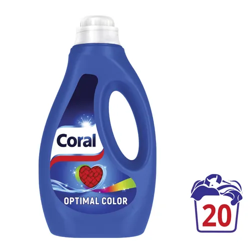 Coral Flüssigwaschmittel Optimal Color 20WL - Waschmittel für 20 Wäschen, 6 x 1,0L Flaschen, sorgt für strahlende Farben und einen frischen Duft, ideal für die Waschmaschine.
