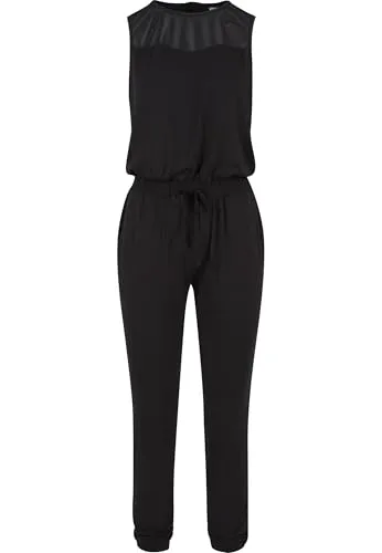 Urban Classics Damen Tech Mesh Long Jumpsuit - Schwarz, 4XL - Stylischer Jumpsuit für Damen, ideal für Sommer und Freizeit. Unkompliziertes Styling, vielseitig kombinierbar mit Sandalen oder Sneakern.