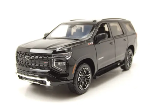 Chevrolet Tahoe Z71 2025 Modellauto 1:24 schwarz - Detailgetreues 1:24 Modellauto aus Die-Cast, mit Öffnungsfunktionen für Kofferraum und Türen. Ideal für Sammler und als Geschenk.