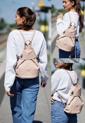 Caspar Kleiner Damen Leder Rucksack - Eleganter City Backpack in Weiß - Tagesrucksäcke mit sportlich-elegantem Design und hoher Funktionalität. Aus robustem italienischem Leder, ideal für Alltag und Stadtbummel.