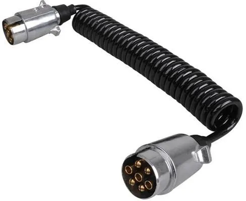 Pro Plus Spiral-Anhängerkabel 3,5m 7-polig - Hochwertiges, spiralförmiges Anhängerkabel von Pro Plus, ideal für den professionellen Einsatz. Robuste Metallstecker sorgen für eine zuverlässige Verbindung.